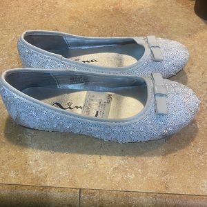 White sequin slip ons